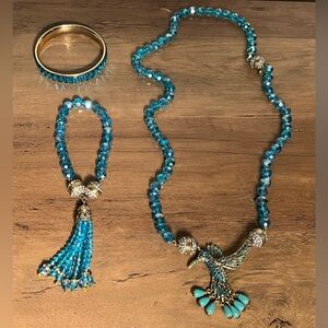 Heidi Daus Statement Crystal Necklace and 2 Bracelets with Magnetic Hummingbird
